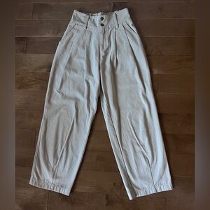 PaperMoon Pleated High Waist Wide Leg Pants- Beige- M (fits like small)